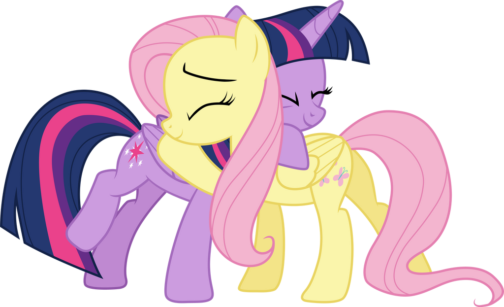 Twilight Sparkle and Fluttershy Hugging by SilverMapWolf