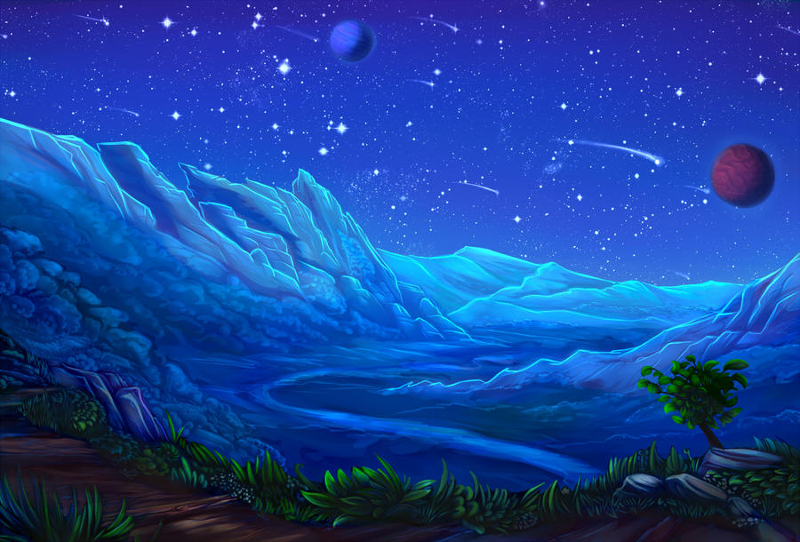 Night fantasy Landscape by viwrastupr on DeviantArt