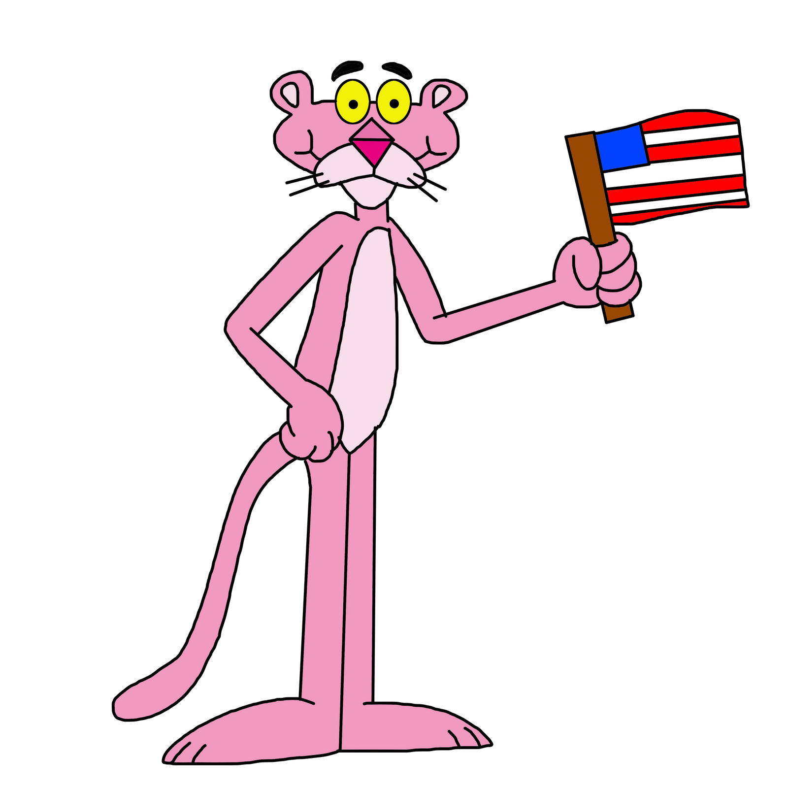 アメリカの国旗を持ったピンク・パンサー